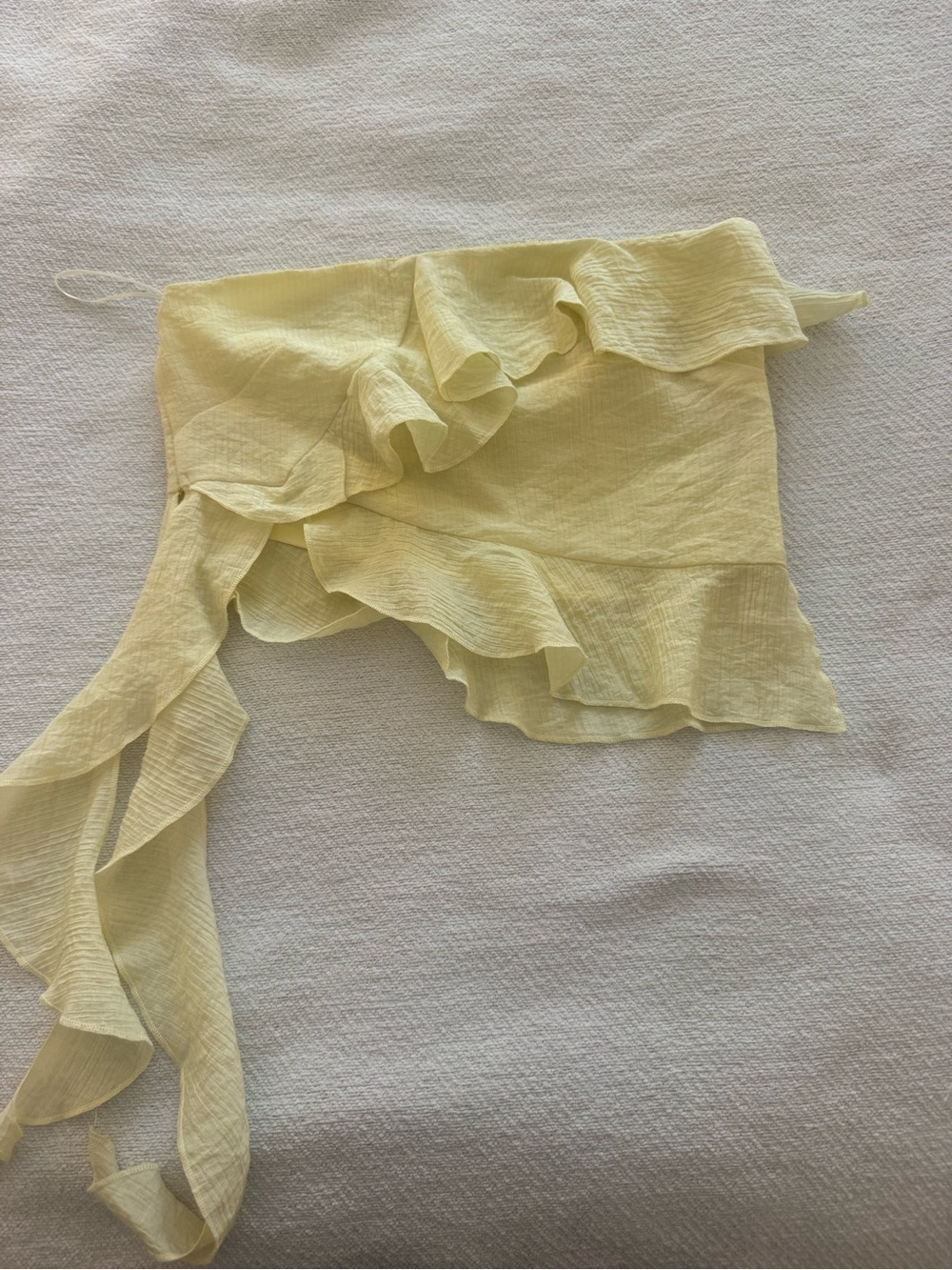 Light Yellow Ruffle Wrap Crop Top - Women